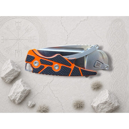 Nano Valhalla Droppoint folding knife in Orange and Black