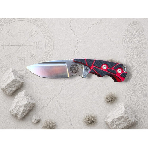 Nano Valhalla Droppoint folding knife in Red and Black