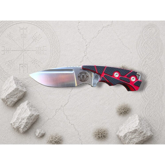 Nano Valhalla Droppoint folding knife in Red and Black