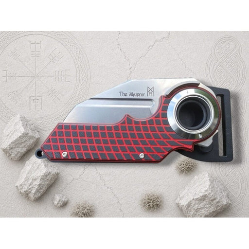 Sleipnir folding knife in Black-Red with magnetic belt buckle mount